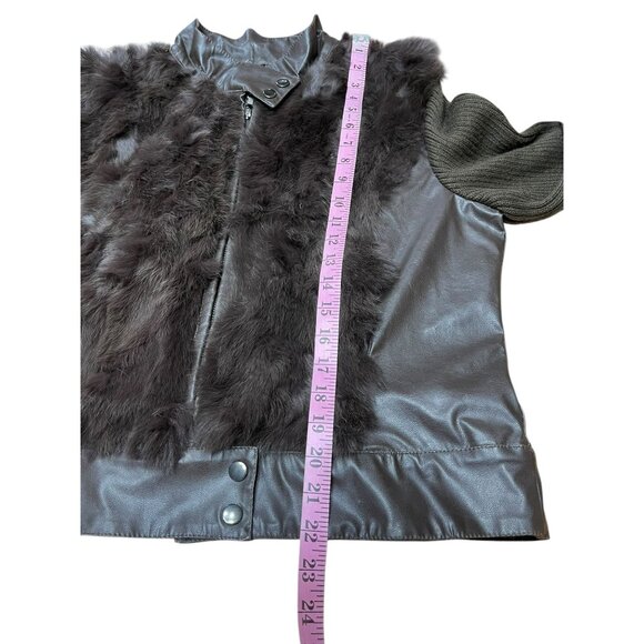 Jennyfer Brown Leather & 100% Rabbit Fur Jacket XL - Picture 8 of 16